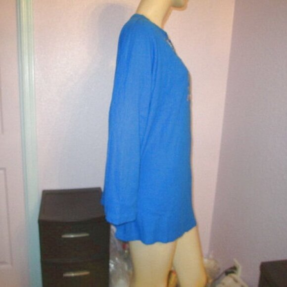 Woman Within Embroidered Waffle Knit Top 22 24 1X Thermal Tunic V-Neck Boho NEW - Picture 4 of 6